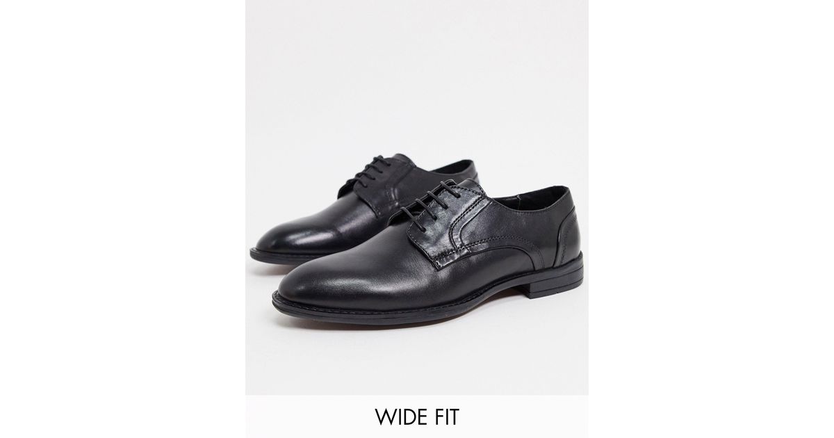 ASOS Wide Fit Derby Shoes in Black for 