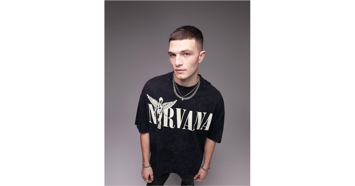 TOPMAN Extreme Oversized T-shirt With Nirvana Angel Chest Print in Gray for  Men | Lyst