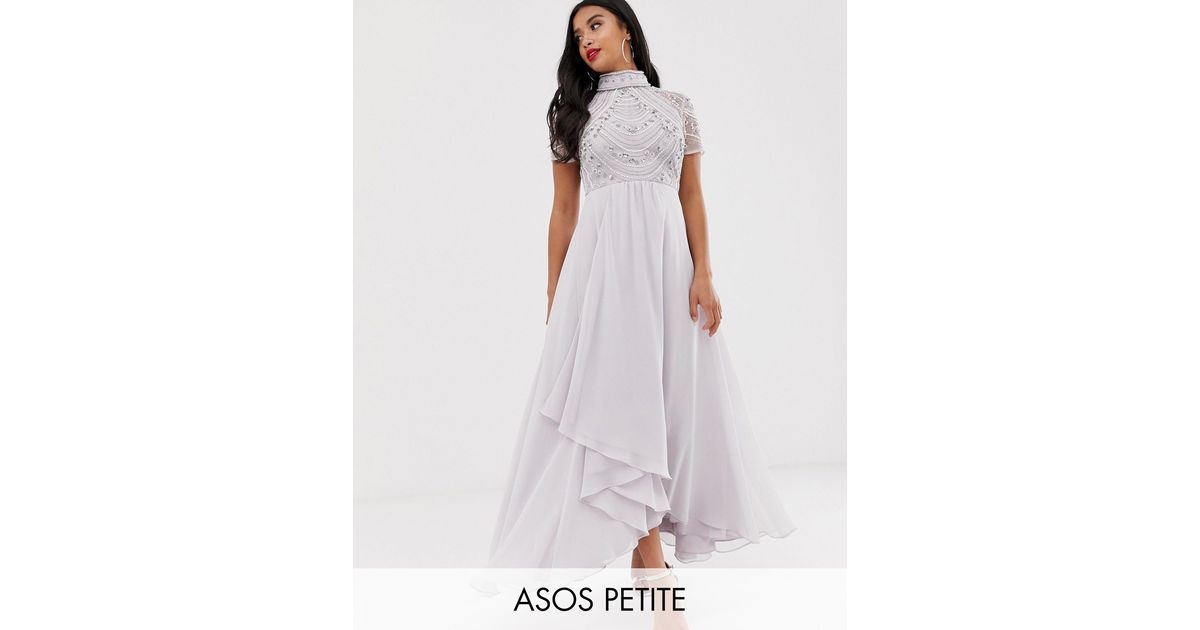 asos design midi dress with long sleeve embellished bodice
