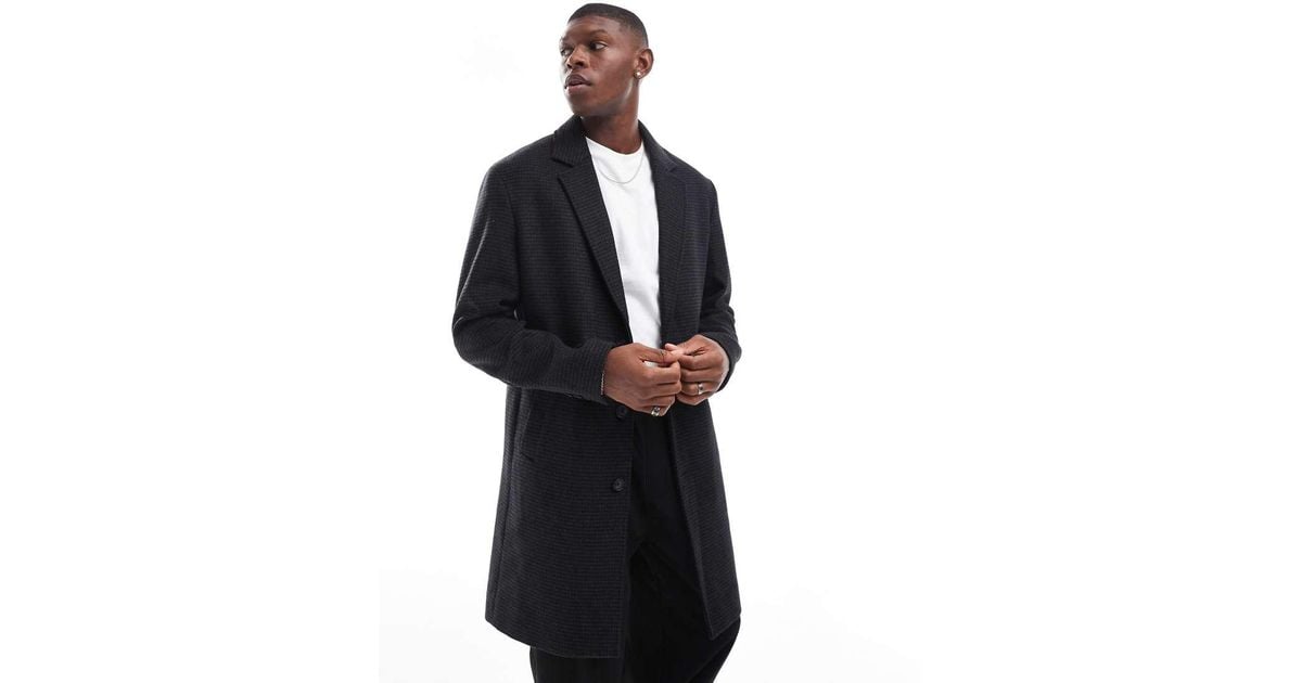 Jack & Jones Wool Mix Long Overcoat in Blue for Men Lyst UK