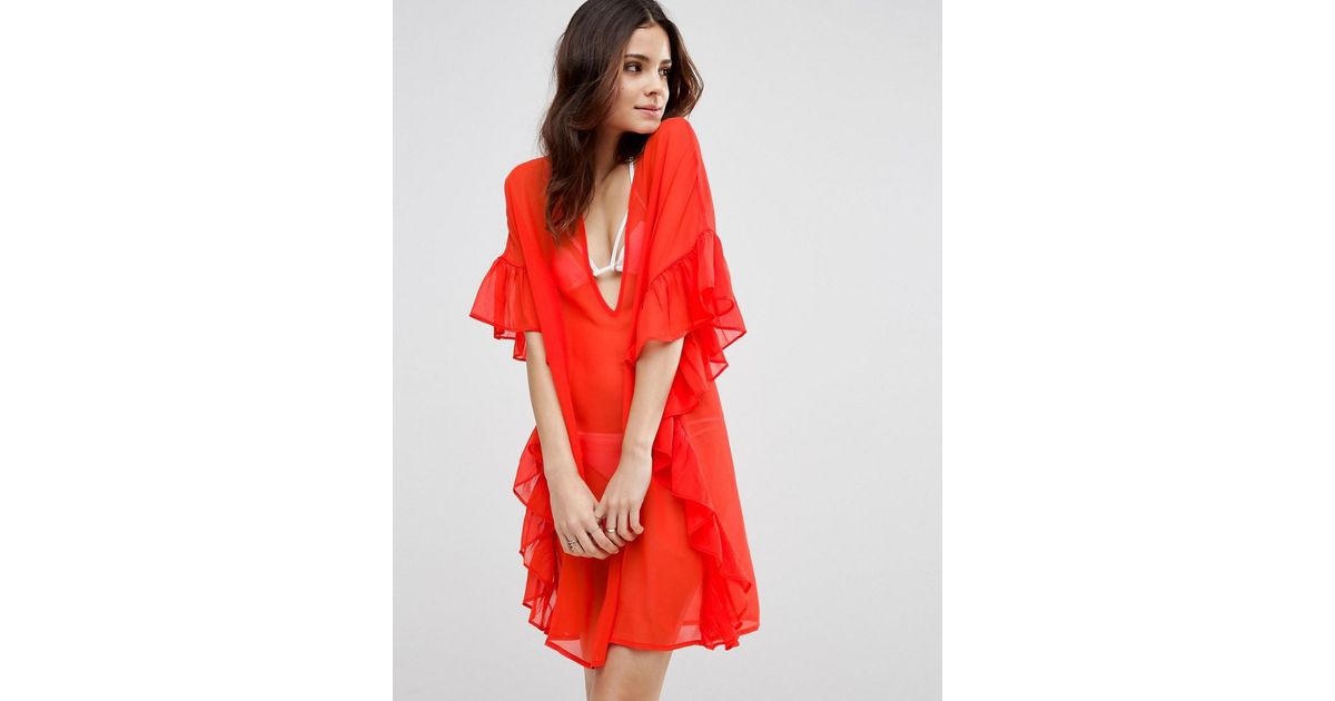 frill beach cover up