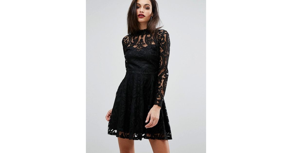 lipsy burnout skater dress