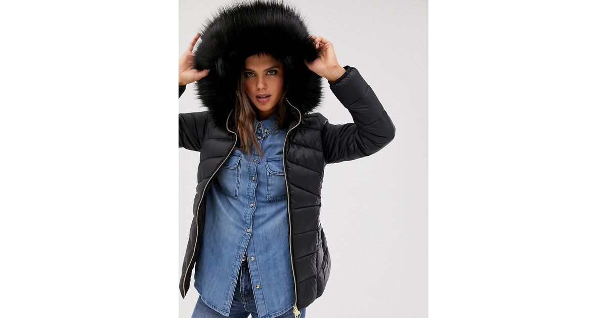 barbour international hampton quilted jacket with fur trim hood