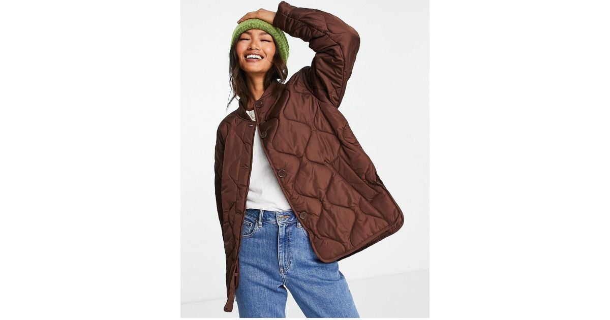 Vila Onion Quilted Jacket in Brown (Blue) Lyst