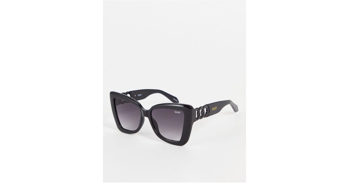 Quay Quay X Love Island Chain Reaction Cat Eye Sunglasses in Black