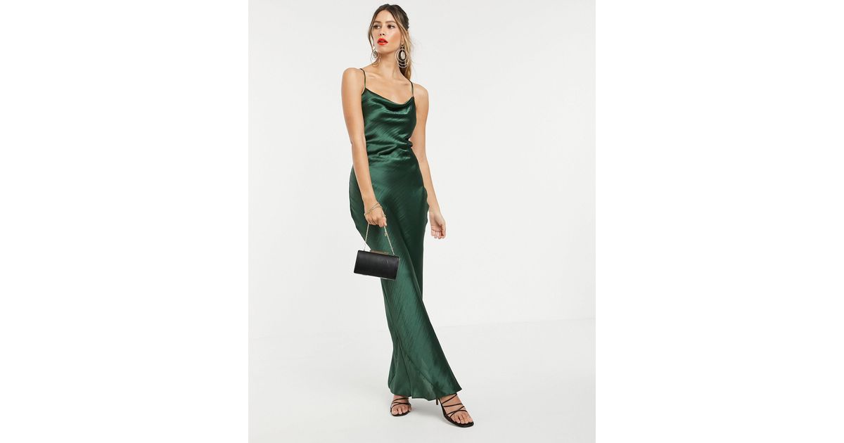 ASOS Cami Maxi Slip Dress in Green | Lyst