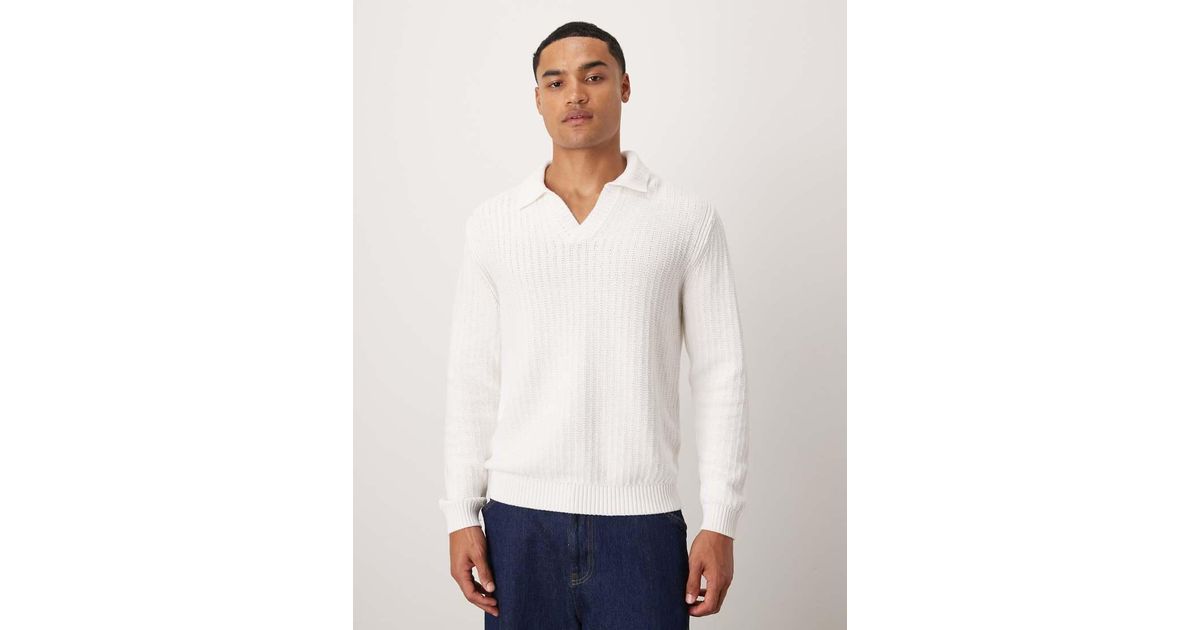 White polo shirt with short sleeves and open knit pattern main image 1