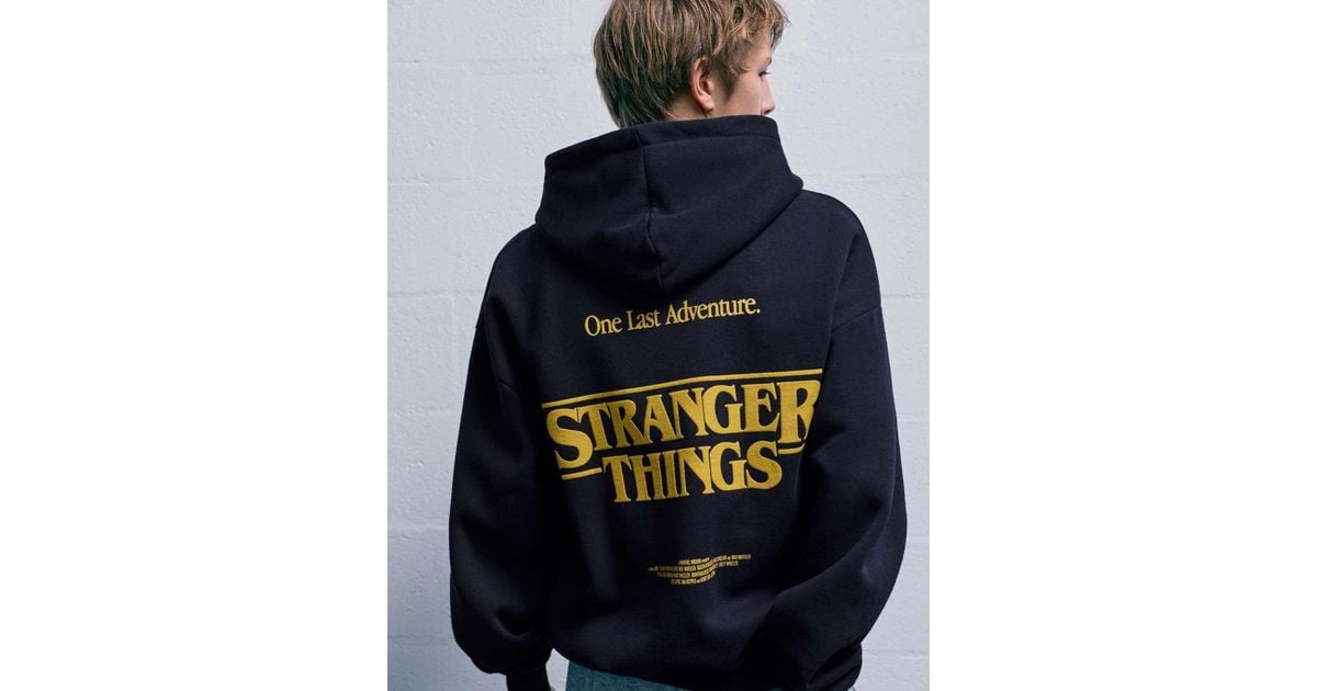 Pull&Bear Stranger Things Hoodie in Blue for Men | Lyst UK