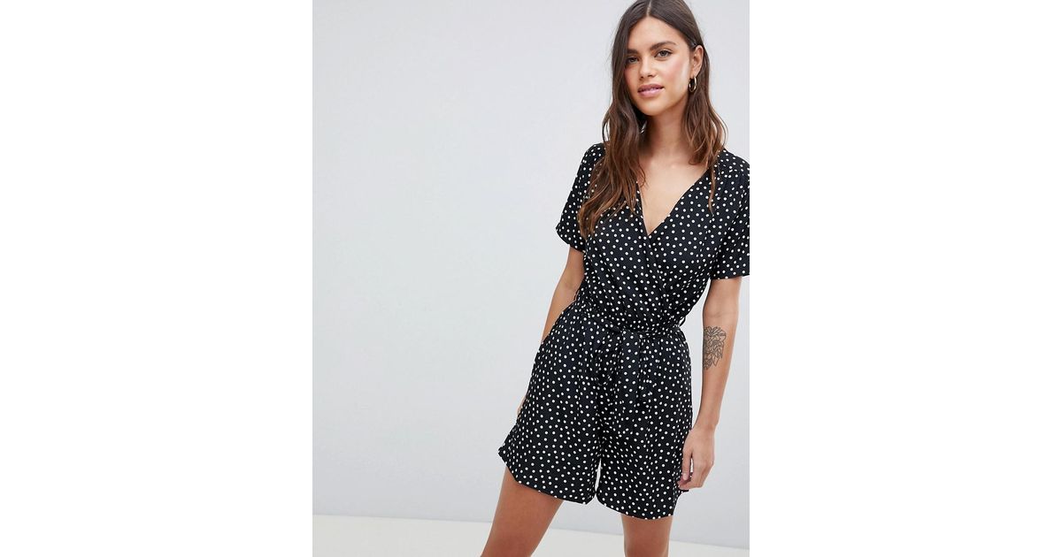 black polka dot playsuit