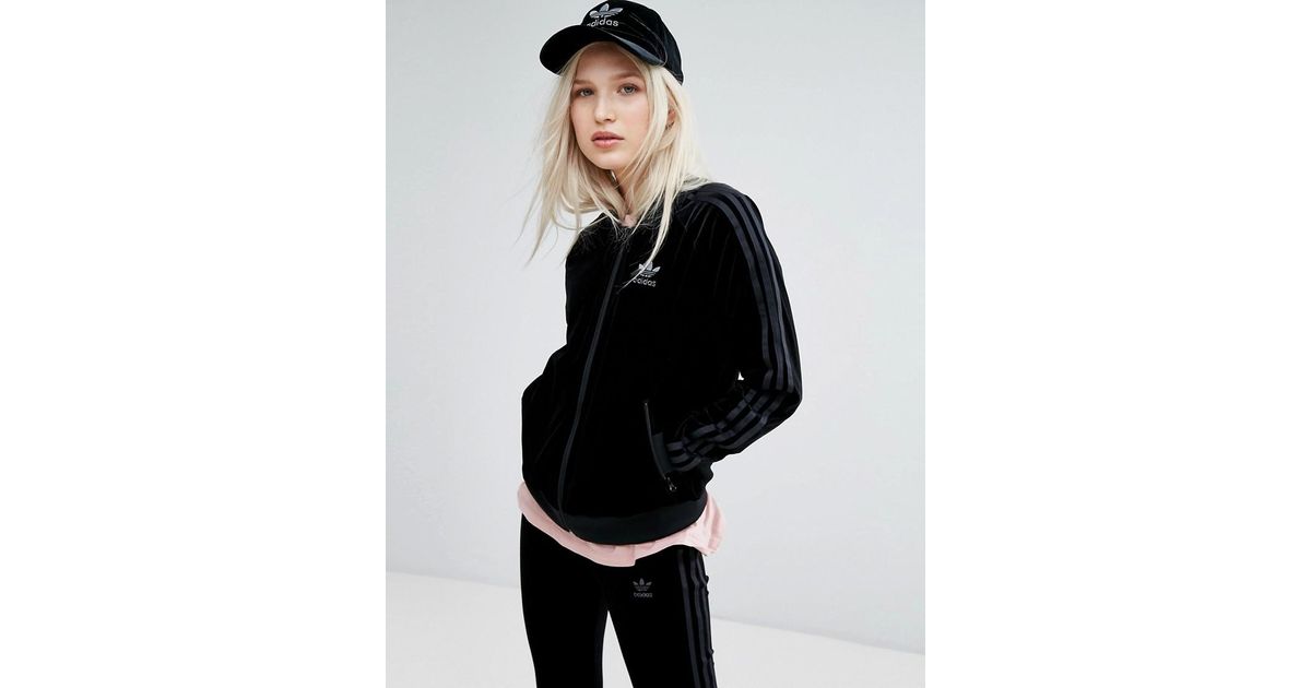 adidas Originals Originals Velvet Vibes Bomber Jacket In Black | Lyst