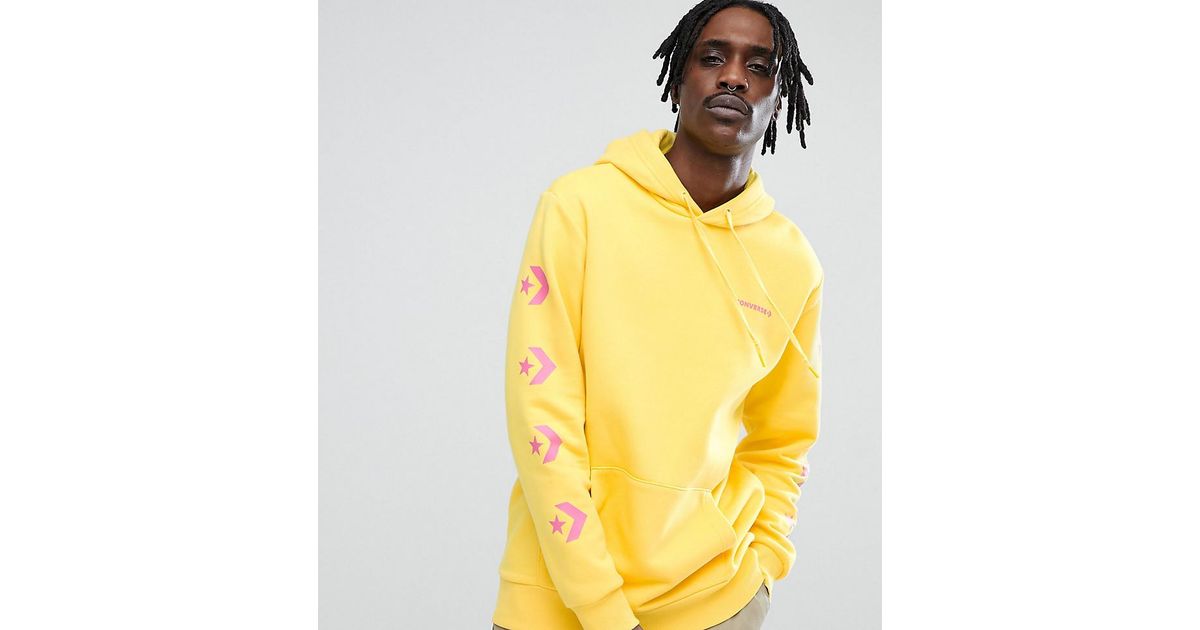 Converse Canvas Pullover Hoodie With Arm Print In Yellow Exclusive At Asos  for Men - Lyst