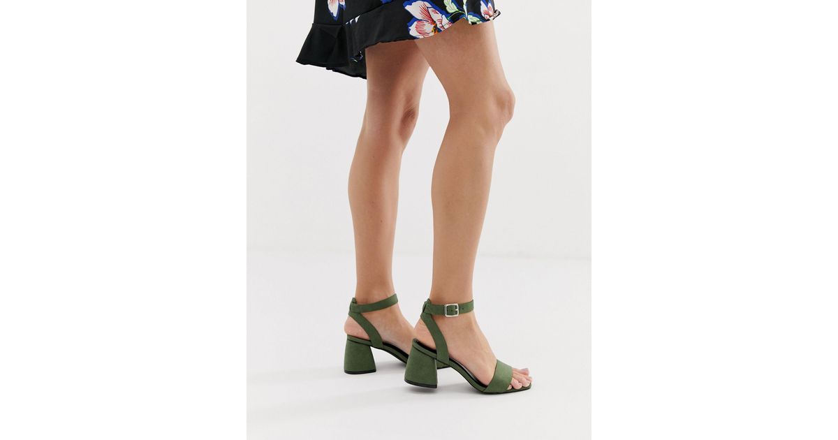 Glamorous Green Block Heel Sandals | Lyst