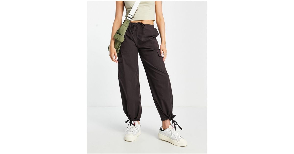 Weekday Linen Cargo Trousers in Brown | Lyst