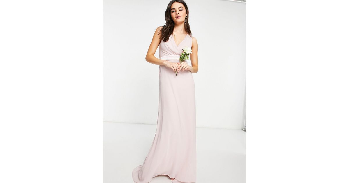 Tfnc sateen bow back hotsell maxi bridesmaid dress in pink