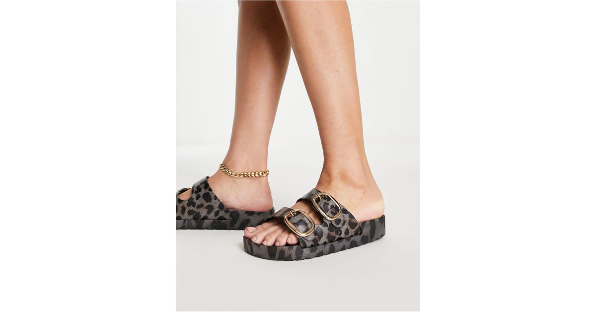london rebel double buckle footbed sandals