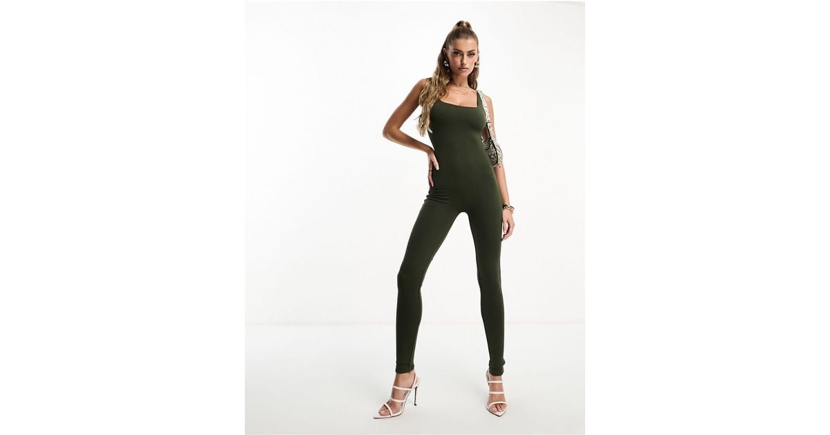 Naked Wardrobe Micro Modal Scoop Neck Jumpsuit in Green