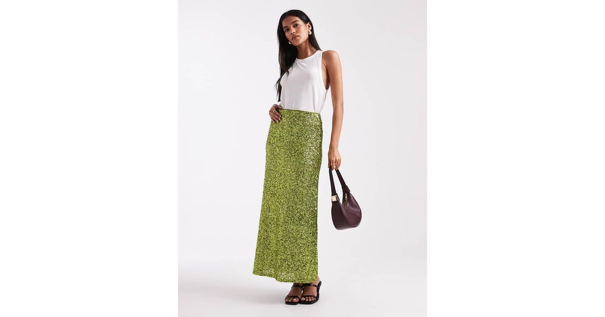 French Connection Elena Sequin Midi Skirt In Green Lyst UK french-connection-elena-sequin-midi-skirt-in-green-lyst-uk
