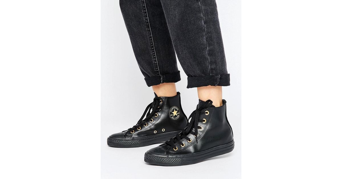black converse with gold eyelets