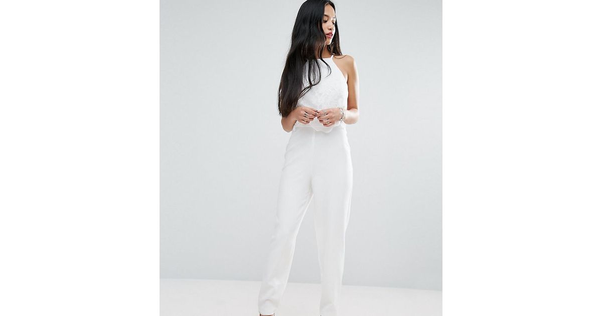 jumpsuit with lace overlay