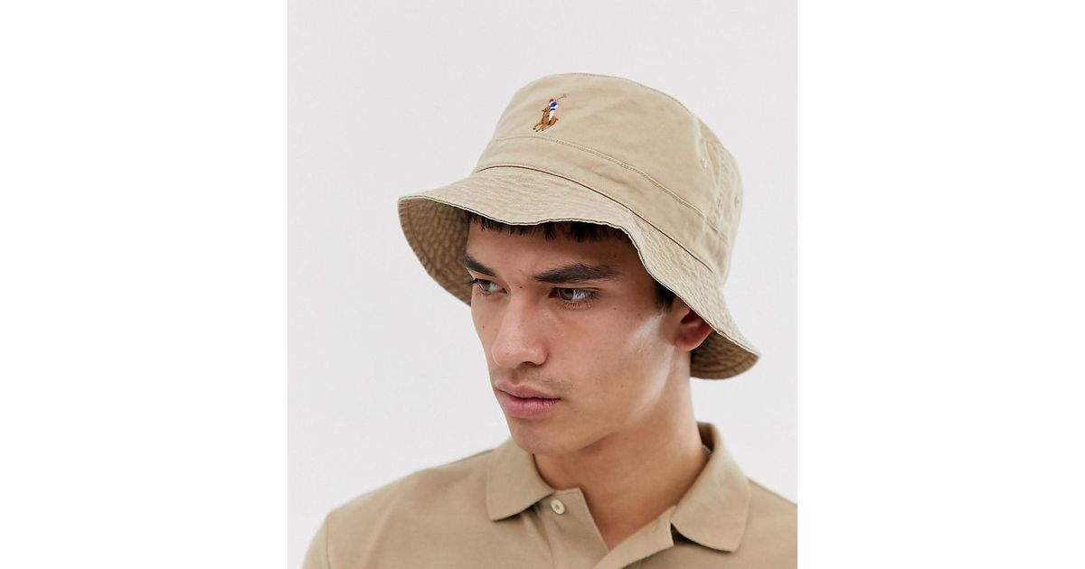 beige polo bucket hat