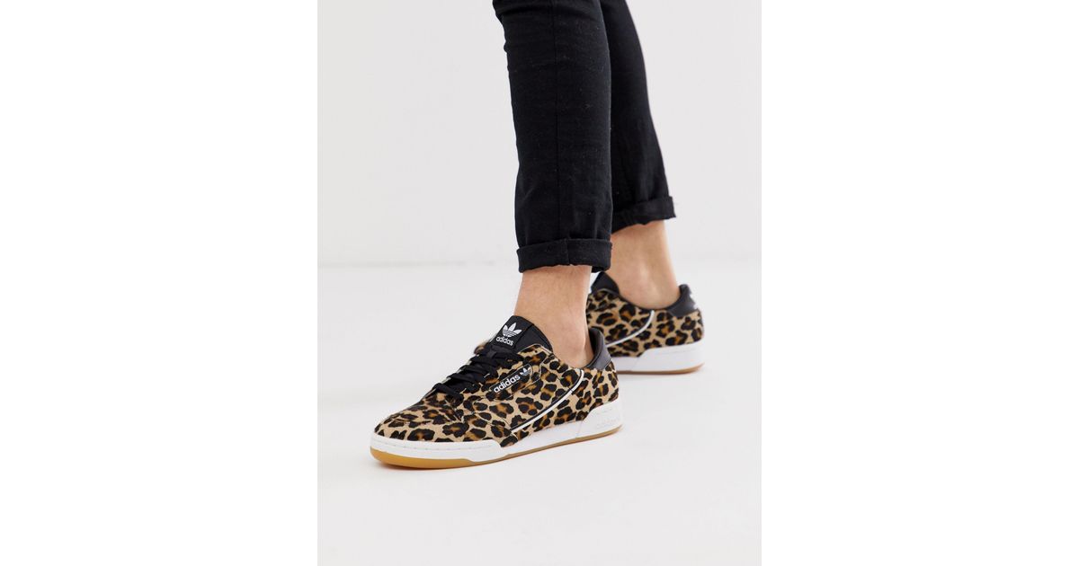 adidas originals continental 80s trainers leopard print pony skin