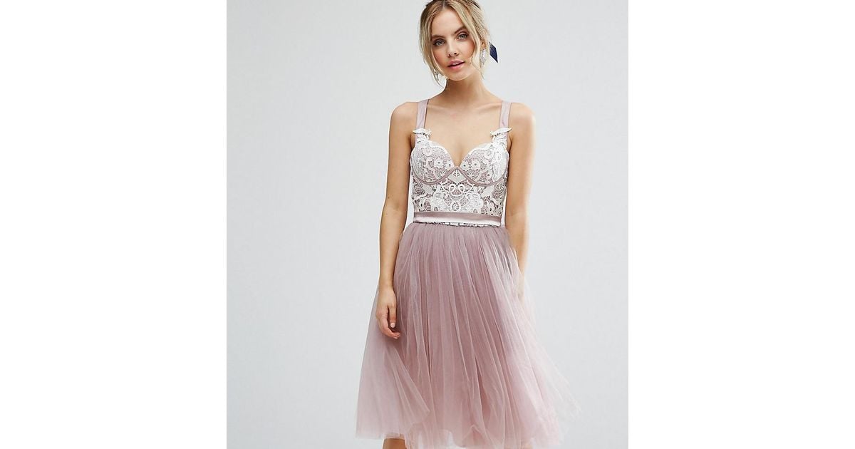 horizon trader spectrum Chi Chi London Chi Chi Petite Contrast Lace Corset Top Tulle Skirt Prom  Dress in Pink | Lyst
