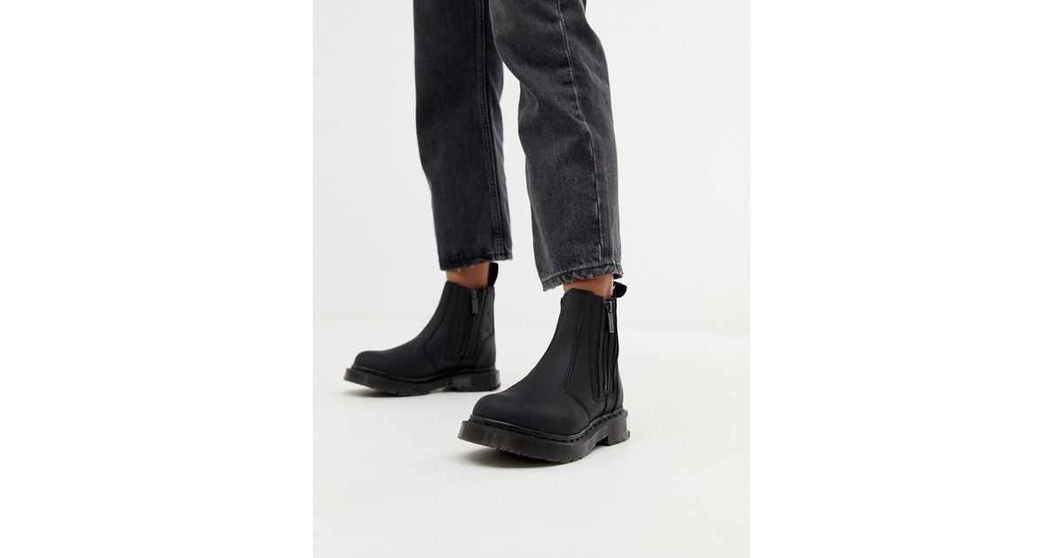 Dr. Martens 2976 Alyson Black Leather Snowgrip Flat Chelsea Boots | Lyst UK