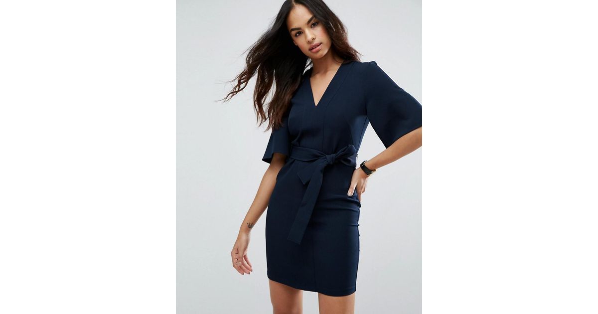 navy wrap mini dress