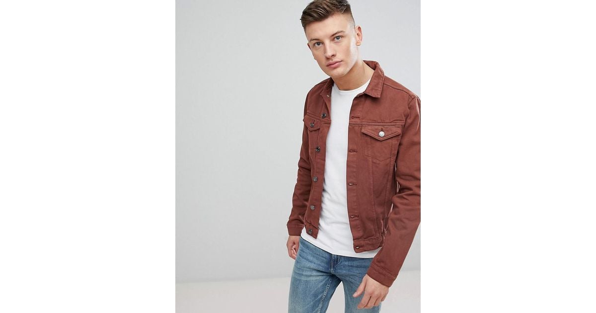 burgundy jean jacket mens