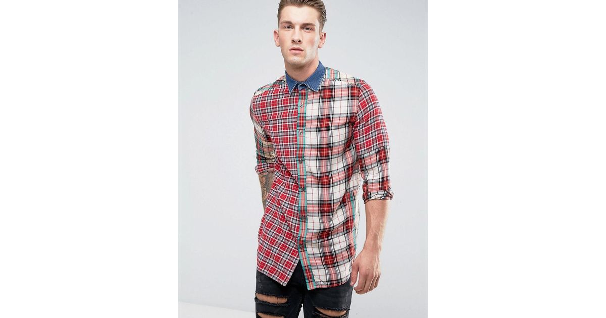 denim and check shirt