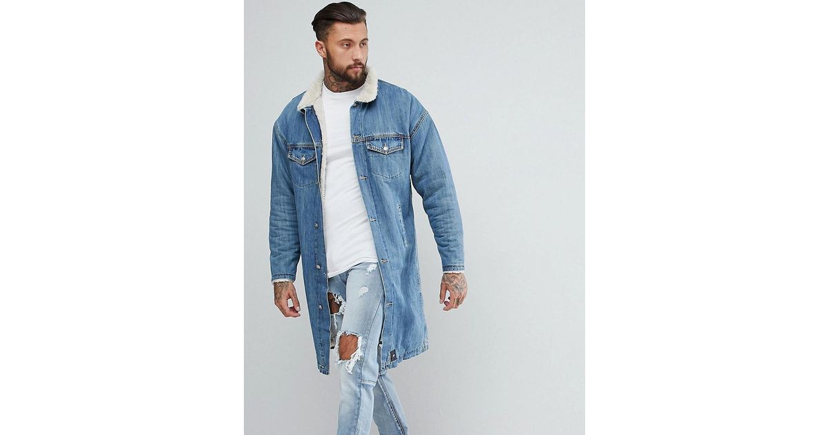 Mens longline denim jacket online