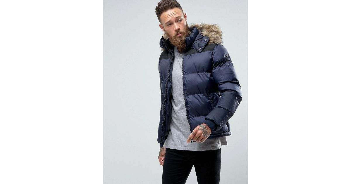 schott puffer jacket detachable hood