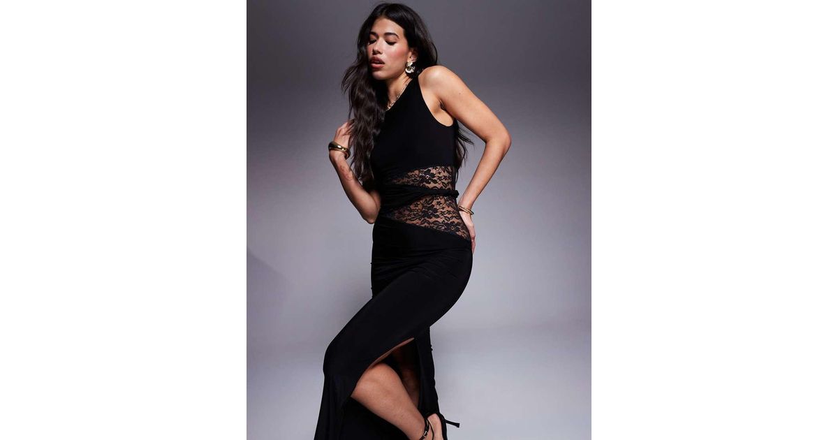 chinese dress ladies Black Lace Longsleeve Cut Out Midi Dress | DRESSES main image 0