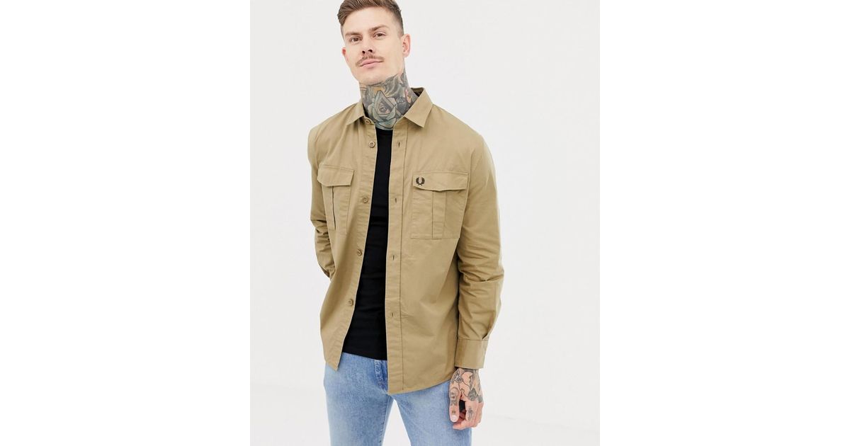 Fred Perry Utility Overshirt in Natural for Men | Lyst