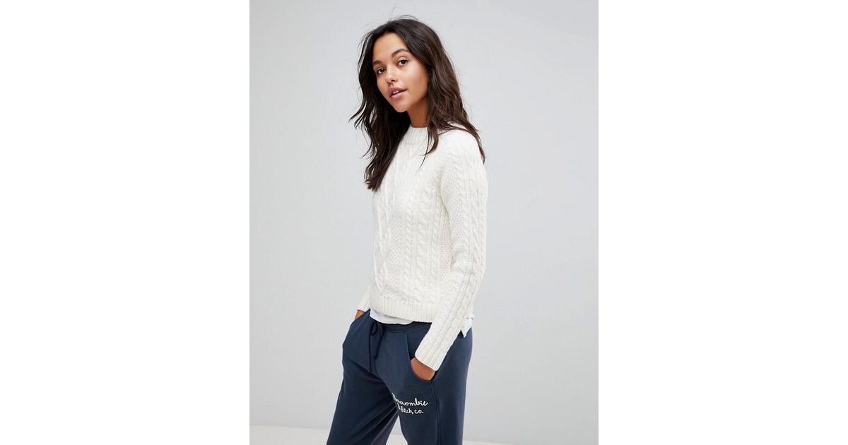 Abercrombie & Fitch White Knitted Turtleneck Sweater