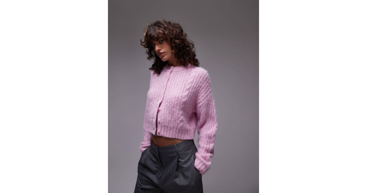 Topshop Asos Crop Cardigan TOPSHOP Knitted Cropped Fluffy Cable