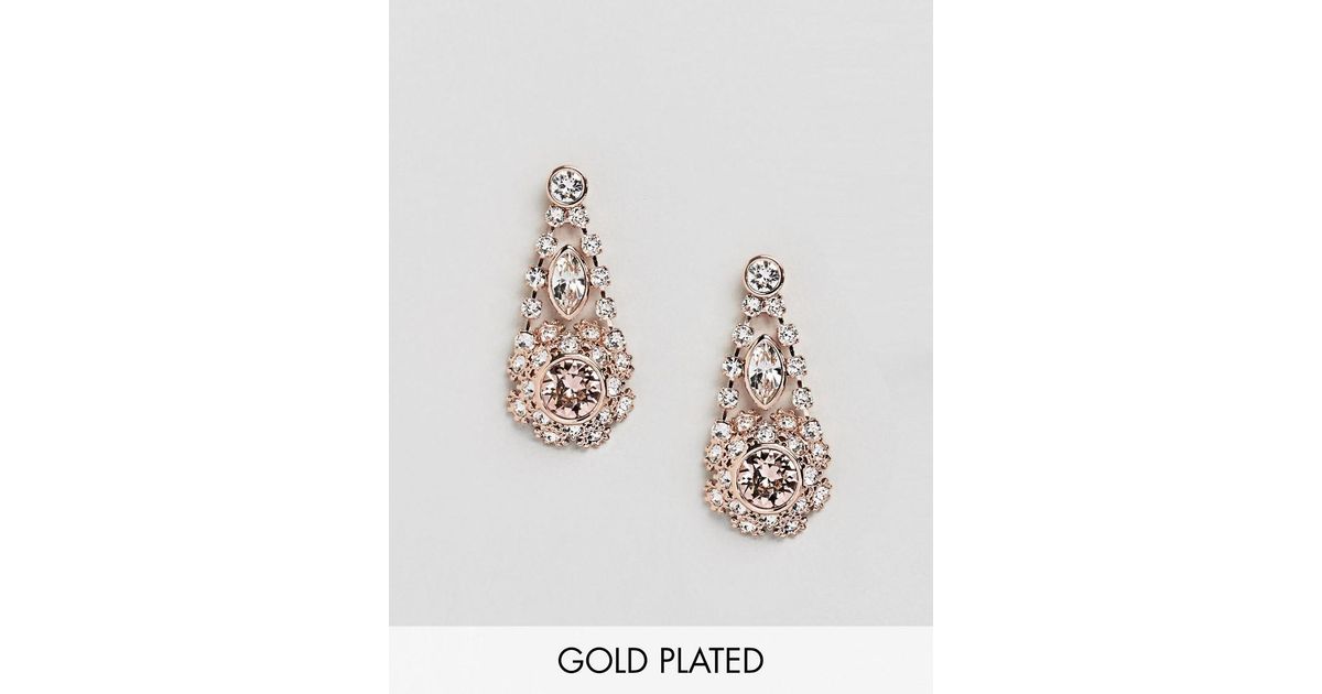 Lyst Ted Baker Somaa Crystal Daisy Lace Drop Earrings In Metallic
