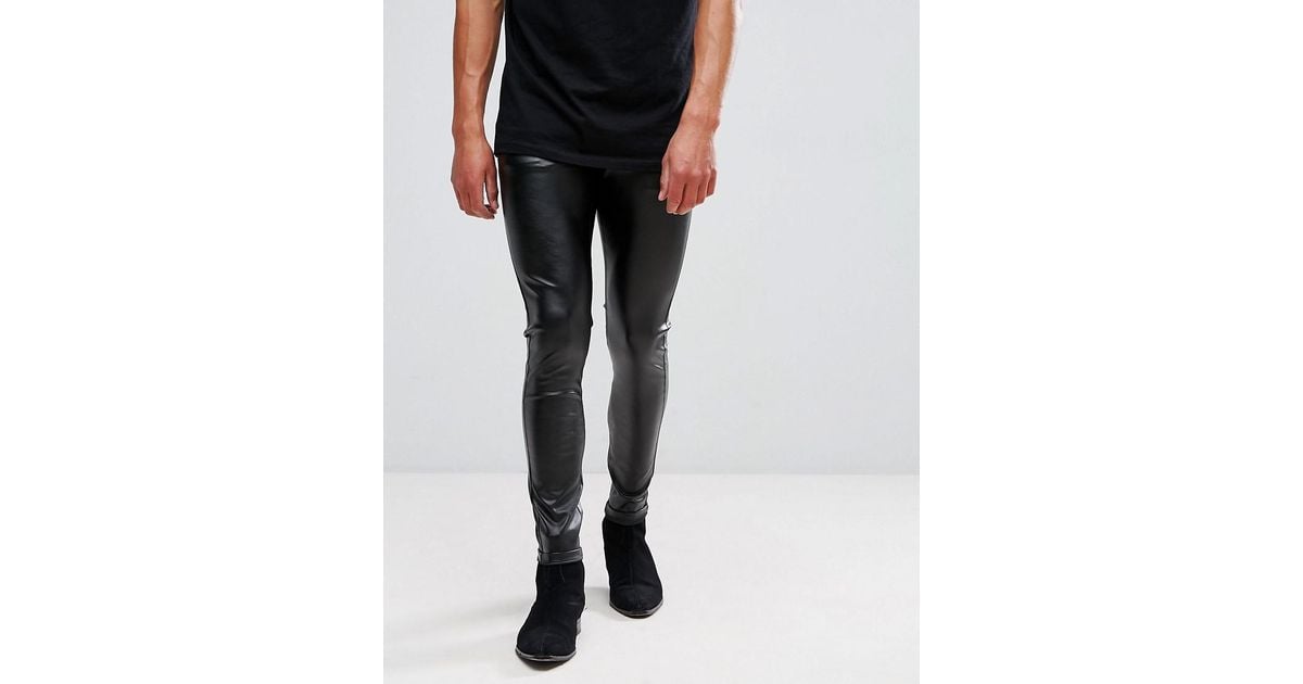 asos extreme super skinny jeans in leather look