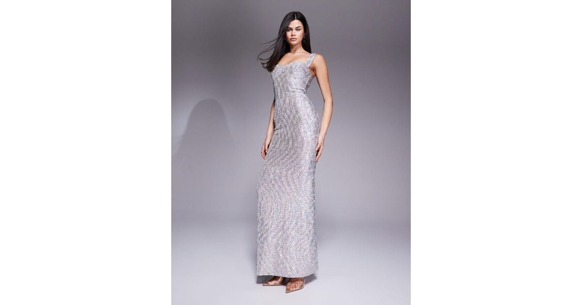 The Dolls House Antonia Sequin Cup Detailing Maxi Dress in Purple | Lyst