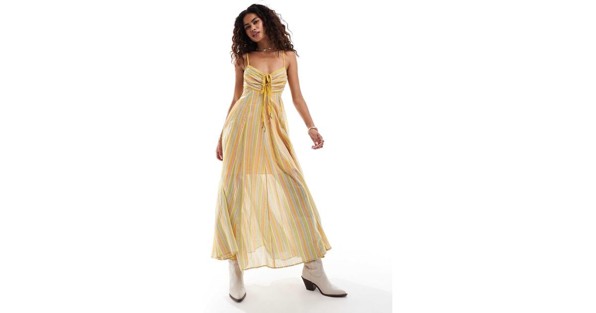 Free People Striped Poplin Cami Maxi Dress in Natural | Lyst