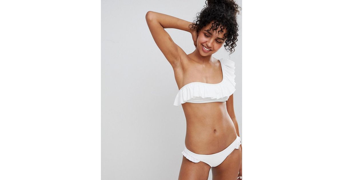 one shoulder ruffle swimsuit top