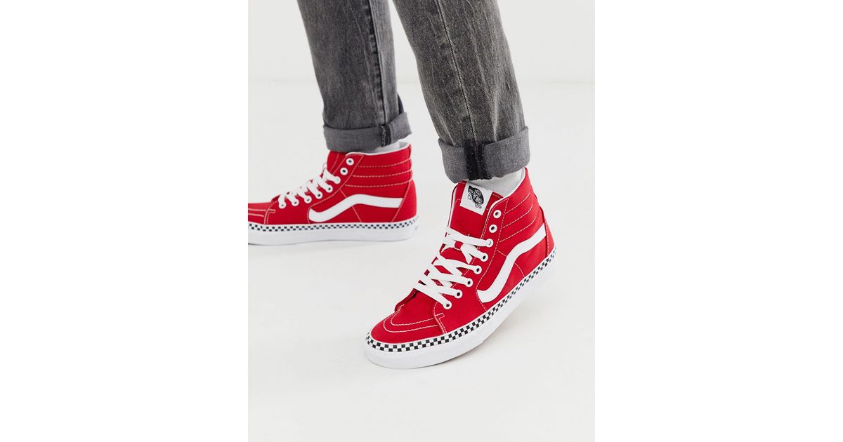 red checkerboard vans high top