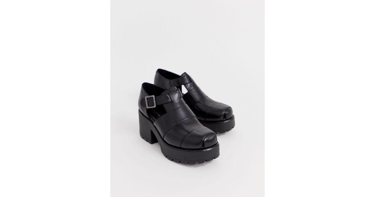 Vagabond Shoemakers Dioon Black Leather Chunky Heeled Shoes | Lyst