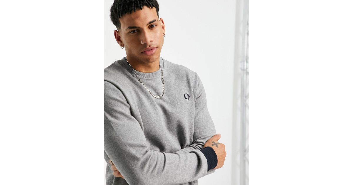 Fred Perry Contrast Panel Sweat in Grey 