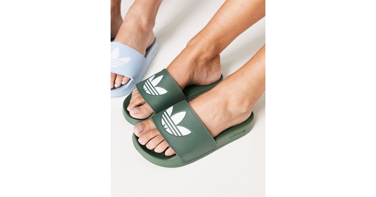 adidas Originals Adilette Lite Sliders in Green | Lyst