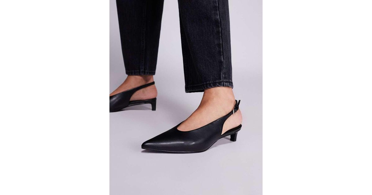 Public Desire Saskia Slingback Kitten Heel Shoes in Black | Lyst UK