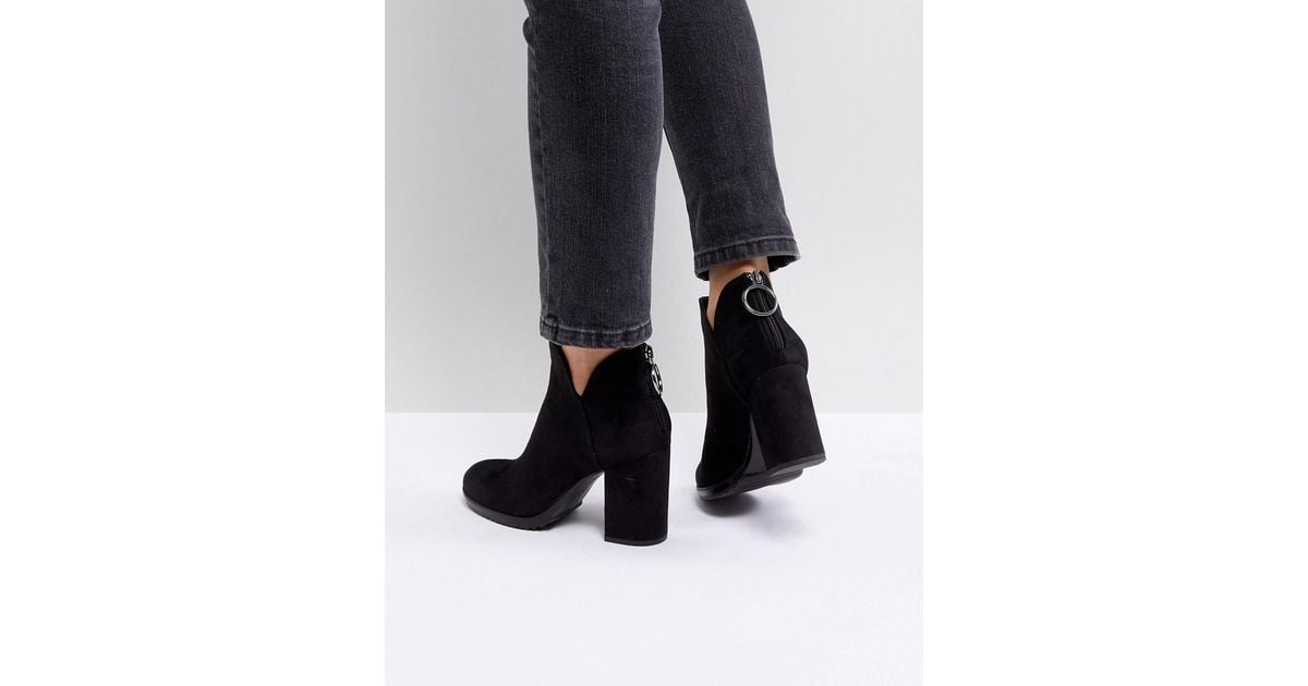 Bottines à talons avec fermeture éclair à l'arrière Jean Bershka en coloris  Noir | Lyst