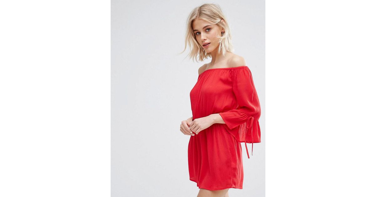 red bardot playsuit