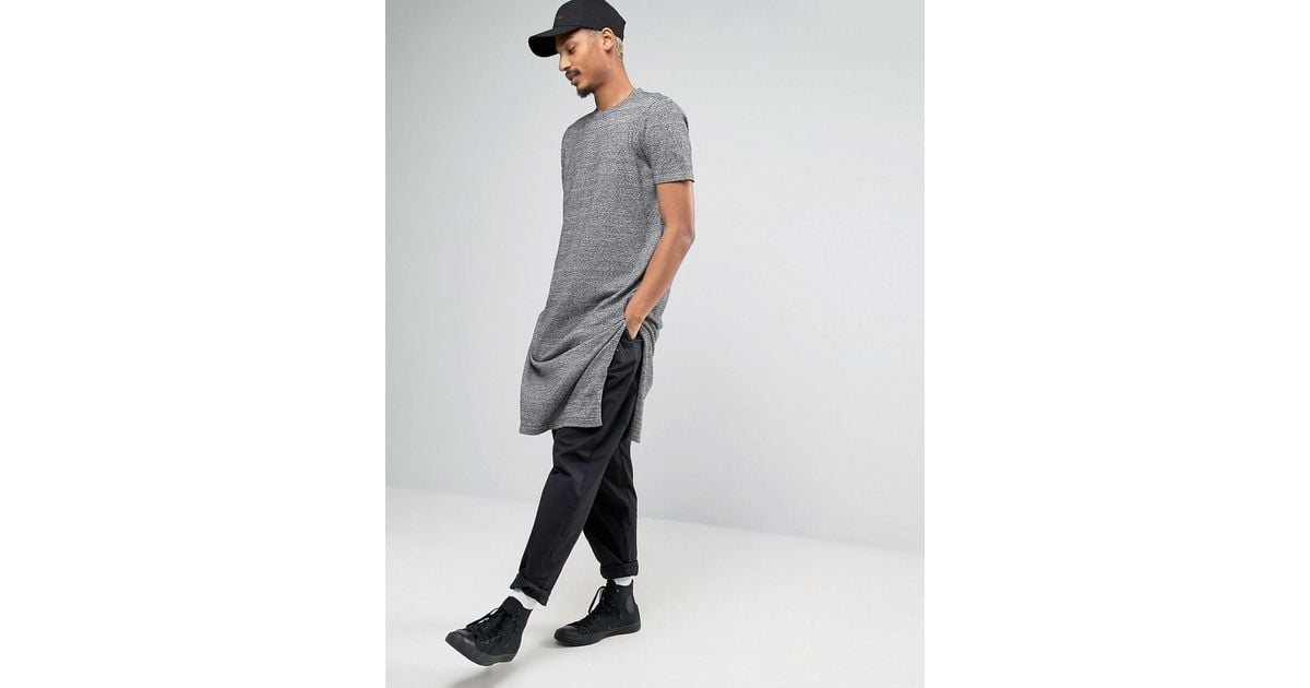 ASOS Super Longline Knitted T-shirt With Extra Long Side Splits in Gray for  Men | Lyst