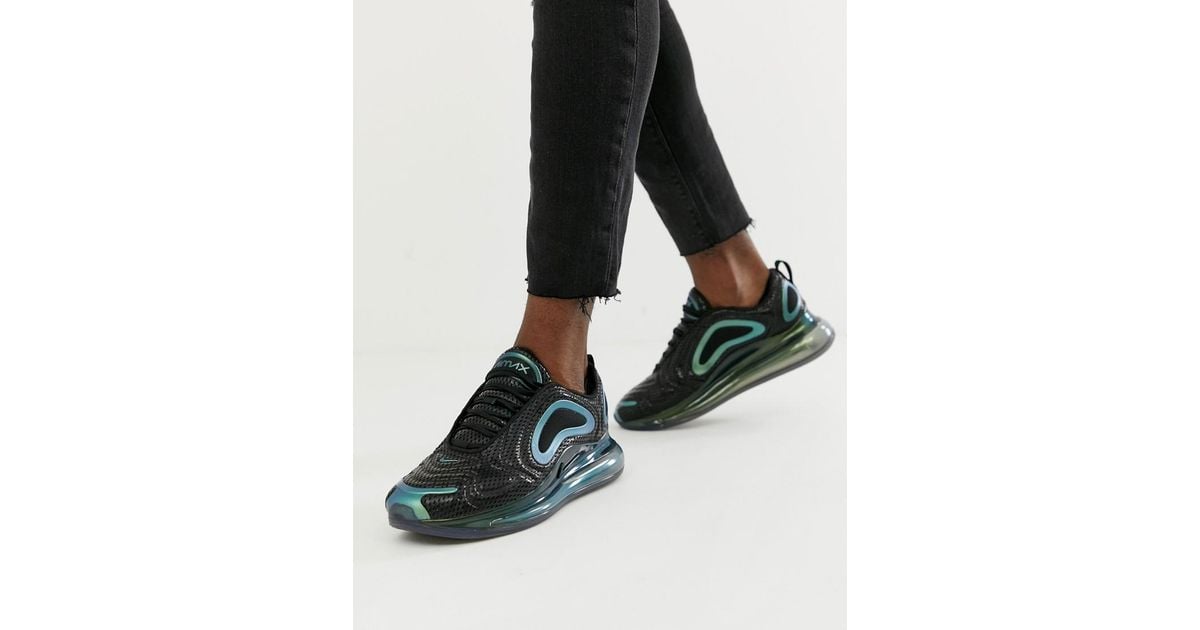 nike air max 720 iridescent trainers in black
